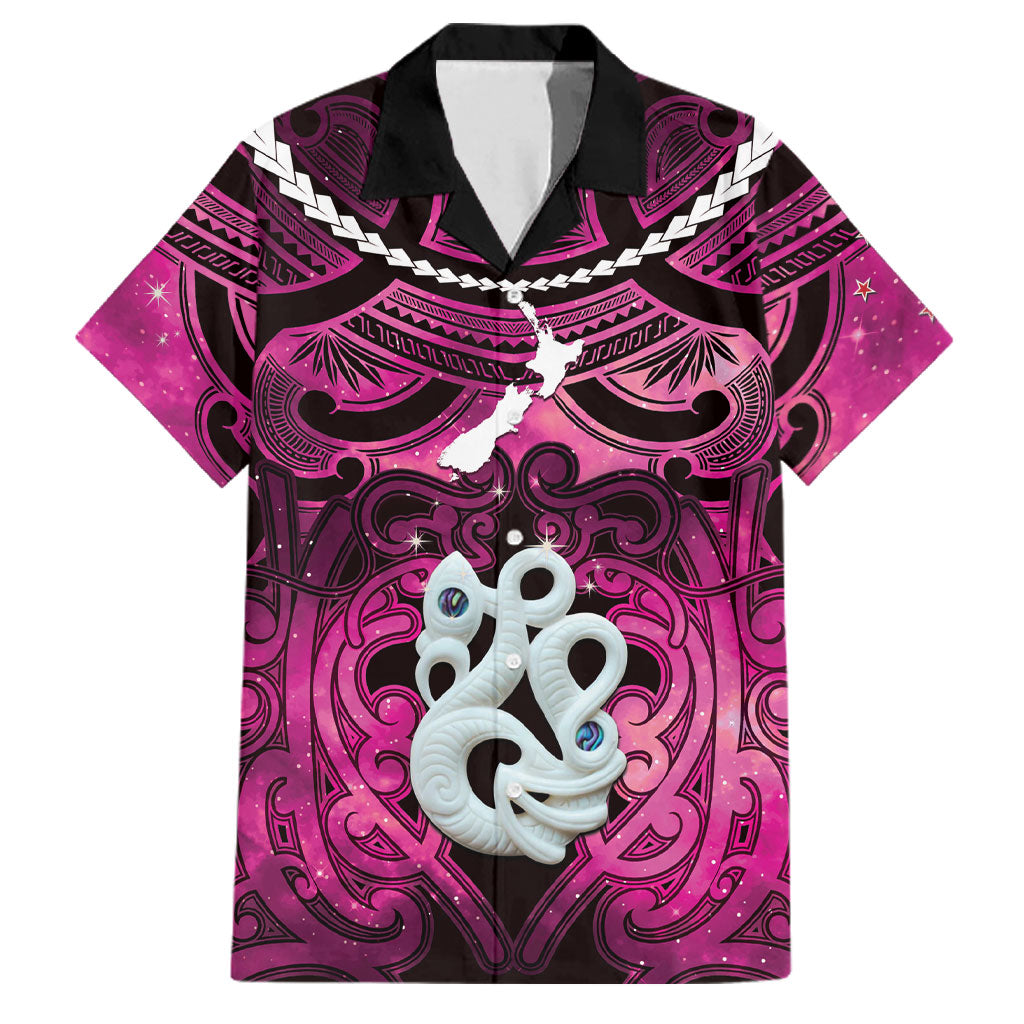 Personalised Maori Matariki Manaia Mawhero Family Matching Short Sleeve Bodycon Dress and Hawaiian Shirt Maori Kowhaiwhai Pattern Galaxy