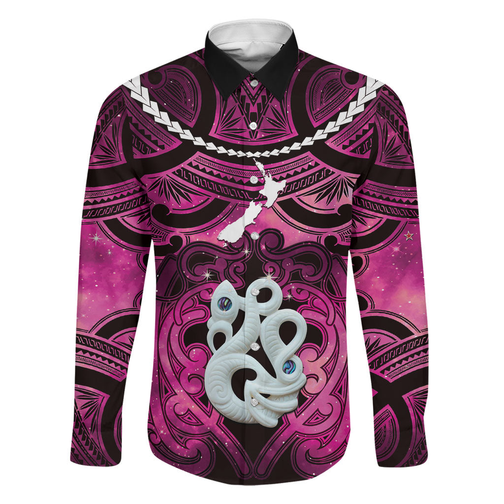 Personalised Maori Matariki Manaia Mawhero Family Matching Short Sleeve Bodycon Dress and Hawaiian Shirt Maori Kowhaiwhai Pattern Galaxy