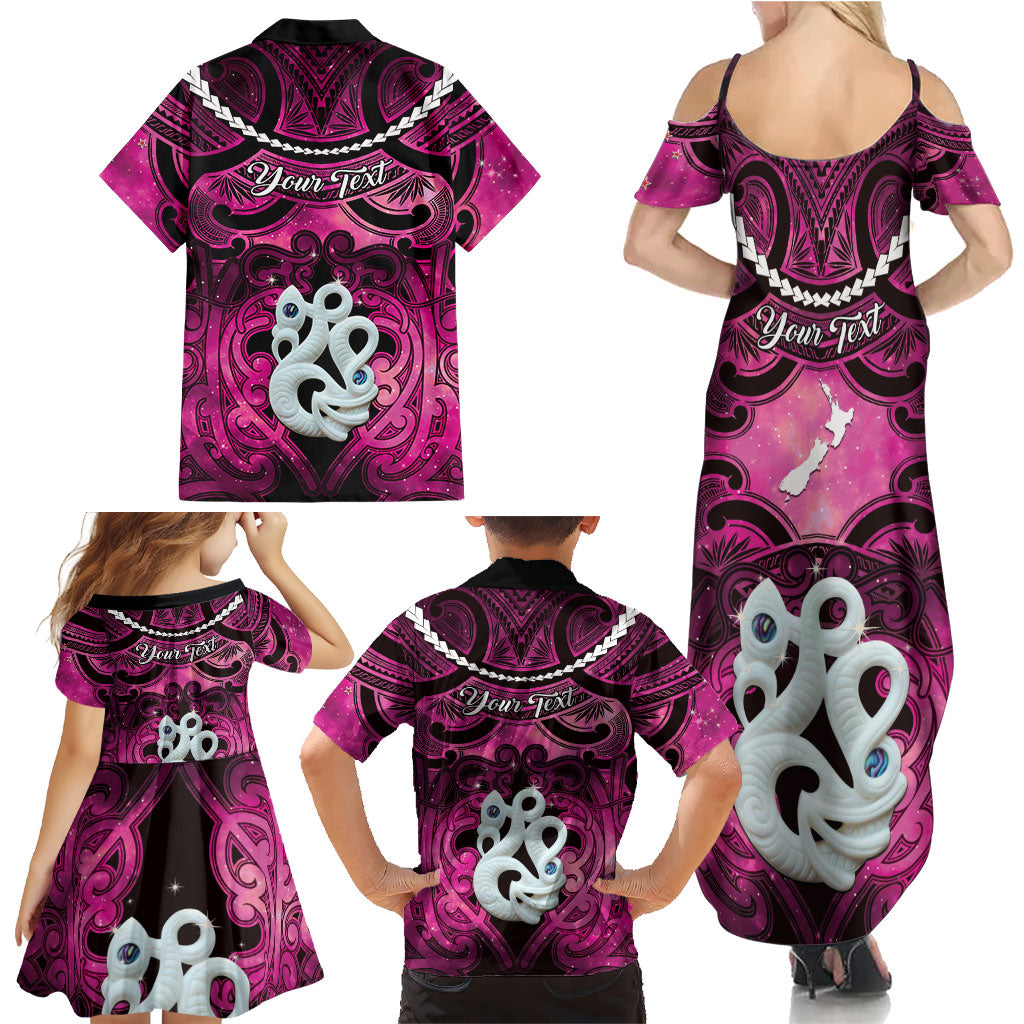 Personalised Maori Matariki Manaia Mawhero Family Matching Summer Maxi Dress and Hawaiian Shirt Maori Kowhaiwhai Pattern Galaxy