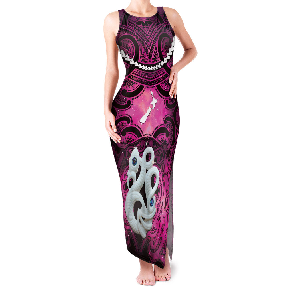 Personalised Maori Matariki Manaia Mawhero Family Matching Tank Maxi Dress and Hawaiian Shirt Maori Kowhaiwhai Pattern Galaxy