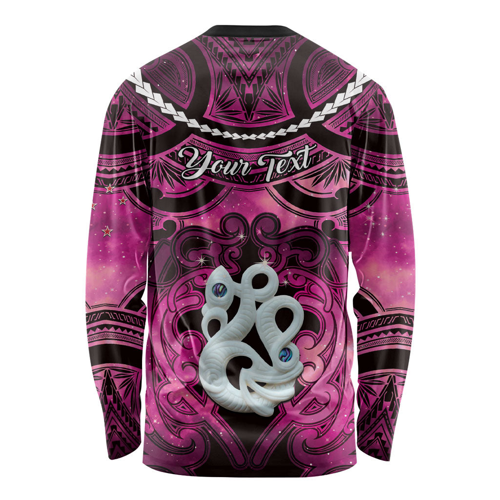 Personalised Maori Matariki Manaia Mawhero Long Sleeve Shirt Maori Kowhaiwhai Pattern Galaxy