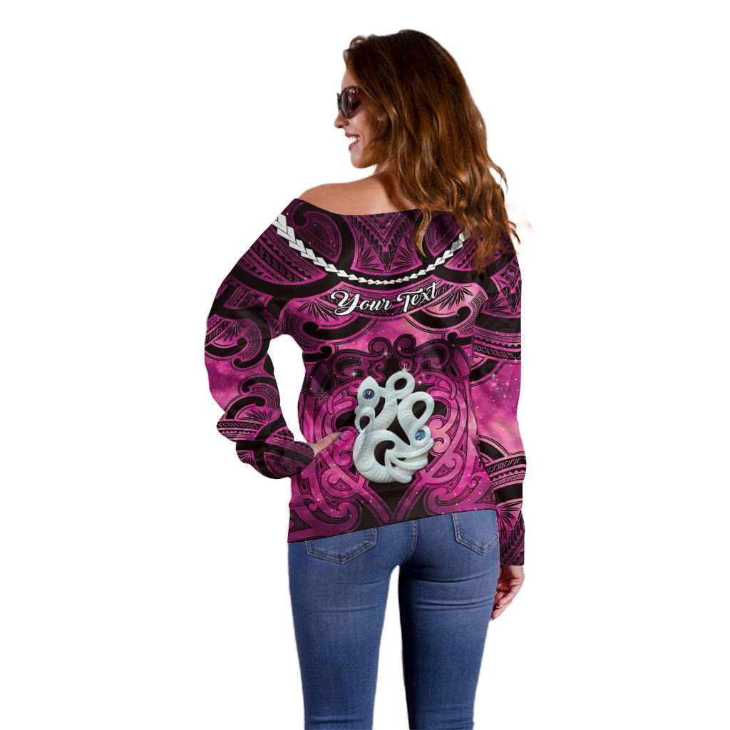 Personalised Maori Matariki Manaia Mawhero Off Shoulder Sweater Maori Kowhaiwhai Pattern Galaxy