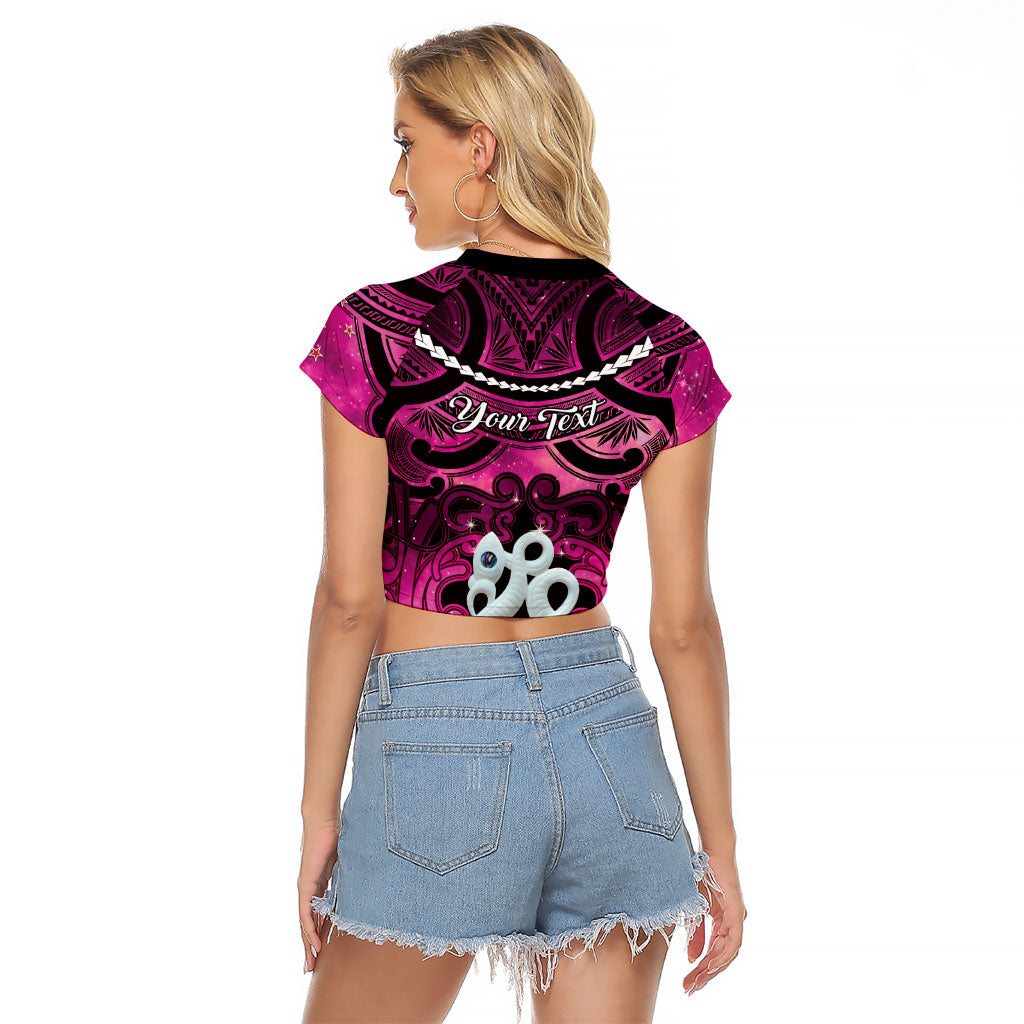 Personalised Maori Matariki Manaia Mawhero Raglan Cropped T Shirt Maori Kowhaiwhai Pattern Galaxy