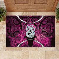 Maori Matariki Manaia Mawhero Rubber Doormat Maori Kowhaiwhai Pattern Galaxy LT01 Pink - Polynesian Pride