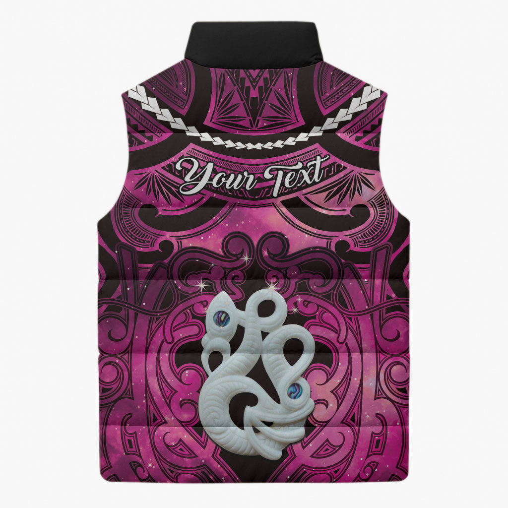Personalised Maori Matariki Manaia Mawhero Sleeveless Puffer Jacket Maori Kowhaiwhai Pattern Galaxy
