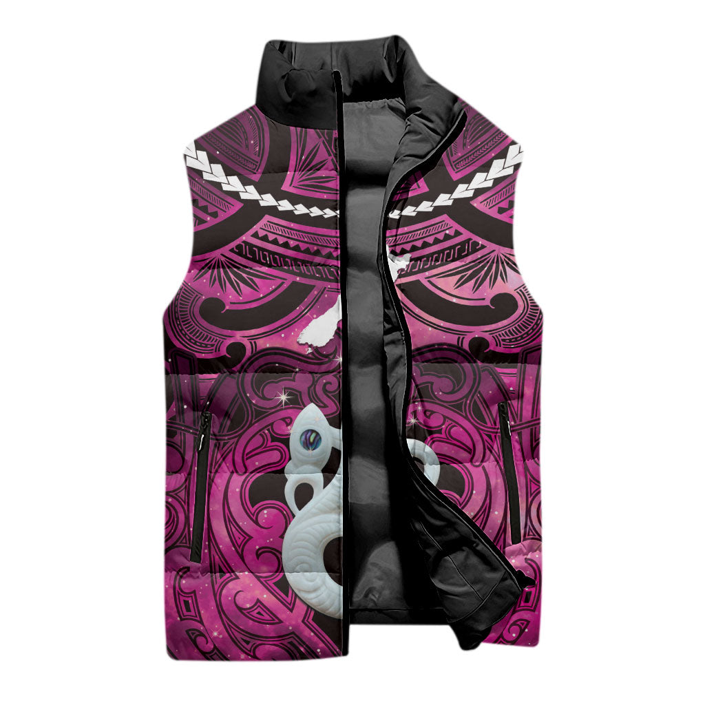 Personalised Maori Matariki Manaia Mawhero Sleeveless Puffer Jacket Maori Kowhaiwhai Pattern Galaxy