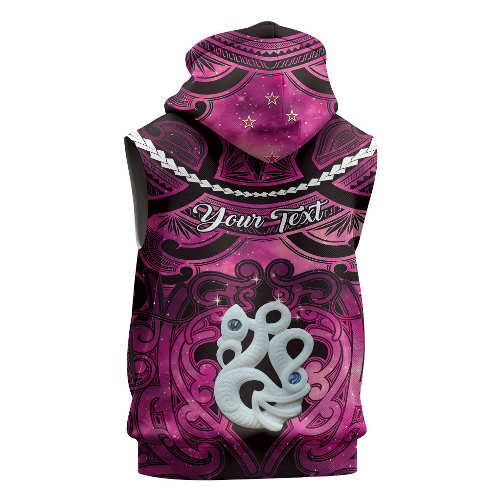 Personalised Maori Matariki Manaia Mawhero Sleeveless Zip Hoodie Maori Kowhaiwhai Pattern Galaxy LT01 - Polynesian Pride
