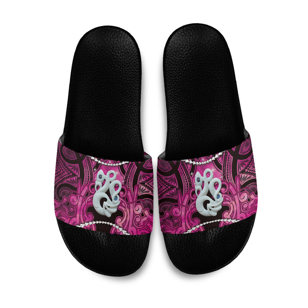 Maori Matariki Manaia Mawhero Slide Sandals Maori Kowhaiwhai Pattern Galaxy