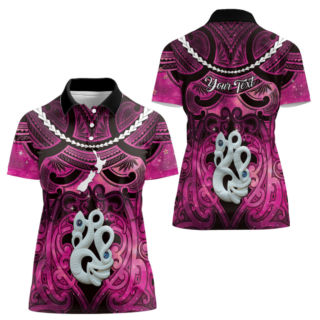 Personalised Maori Matariki Manaia Mawhero Women Polo Shirt Maori Kowhaiwhai Pattern Galaxy