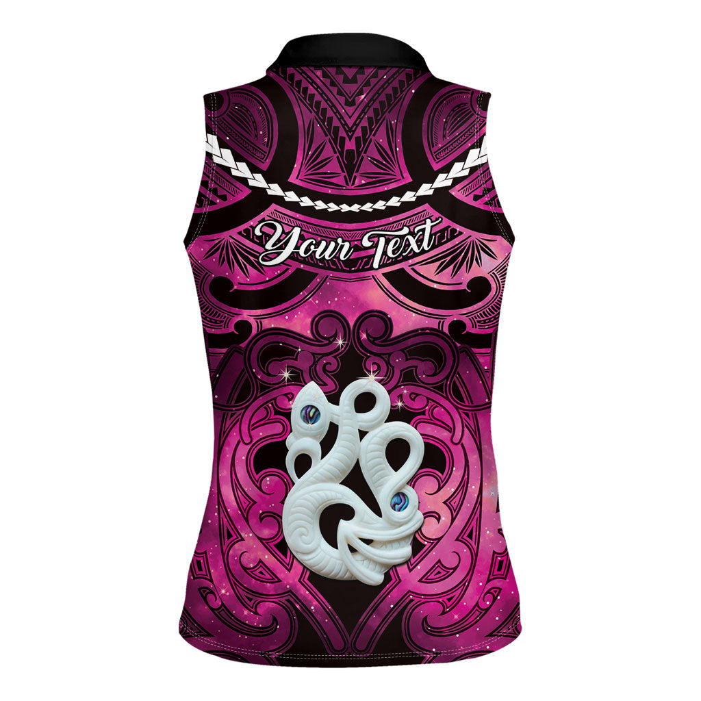 Personalised Maori Matariki Manaia Mawhero Women Sleeveless Polo Shirt Maori Kowhaiwhai Pattern Galaxy