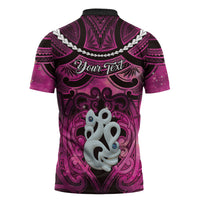 Personalised Maori Matariki Manaia Mawhero Zipper Polo Shirt Maori Kowhaiwhai Pattern Galaxy LT01 - Polynesian Pride
