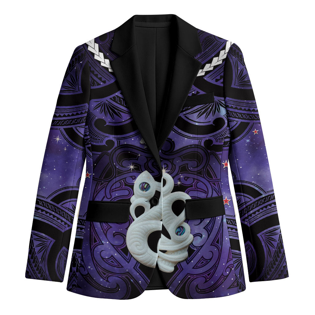 Personalised Maori Matariki Manaia Waiporoporo Blazer Maori Kowhaiwhai Pattern Galaxy LT01 Unisex Purple - Polynesian Pride