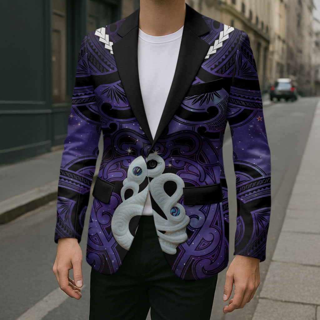 Personalised Maori Matariki Manaia Waiporoporo Blazer Maori Kowhaiwhai Pattern Galaxy LT01 - Polynesian Pride