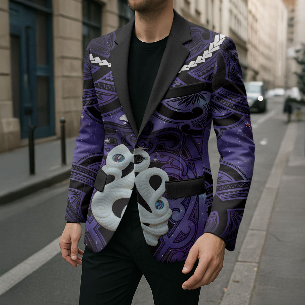Personalised Maori Matariki Manaia Waiporoporo Blazer Maori Kowhaiwhai Pattern Galaxy LT01 - Polynesian Pride