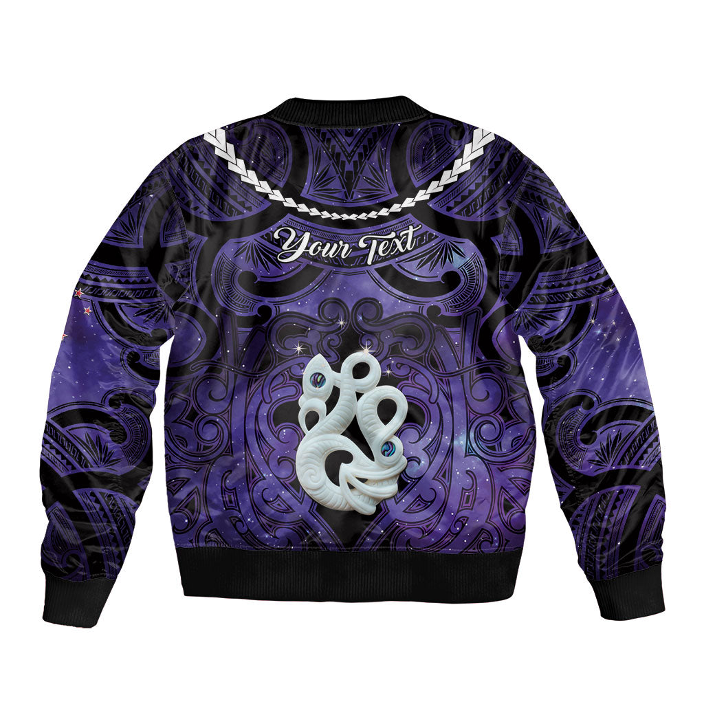 Personalised Maori Matariki Manaia Waiporoporo Bomber Jacket Maori Kowhaiwhai Pattern Galaxy LT01 - Polynesian Pride