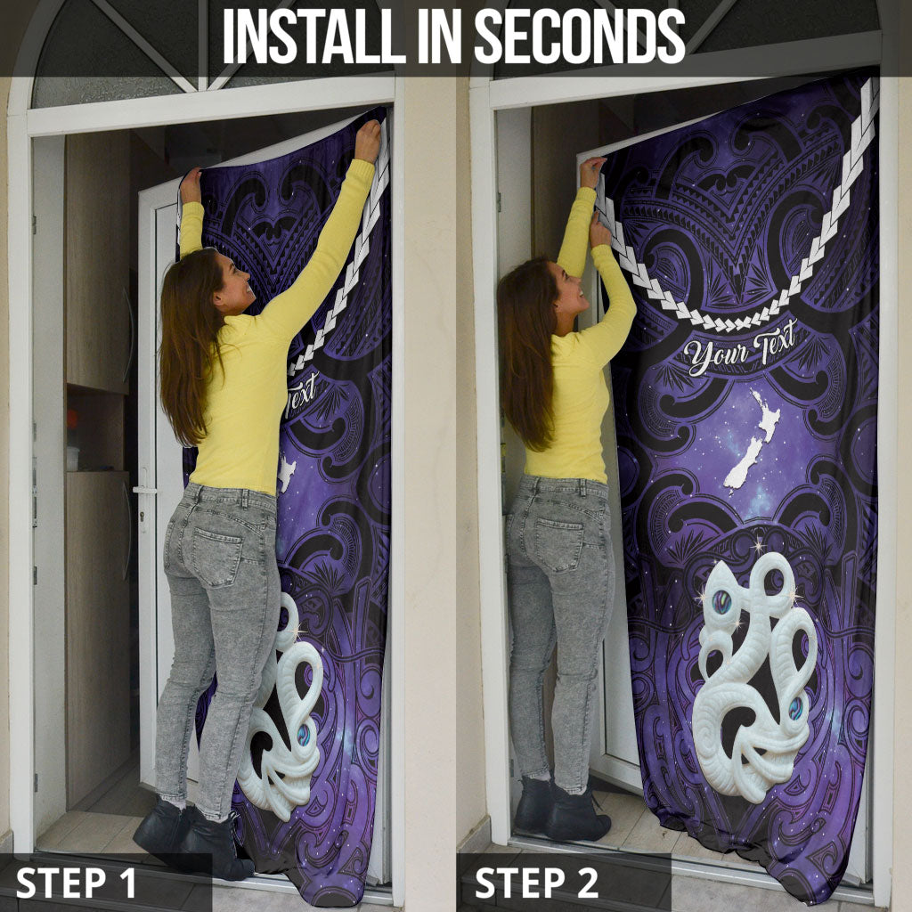Personalised Maori Matariki Manaia Waiporoporo Door Cover Maori Kowhaiwhai Pattern Galaxy
