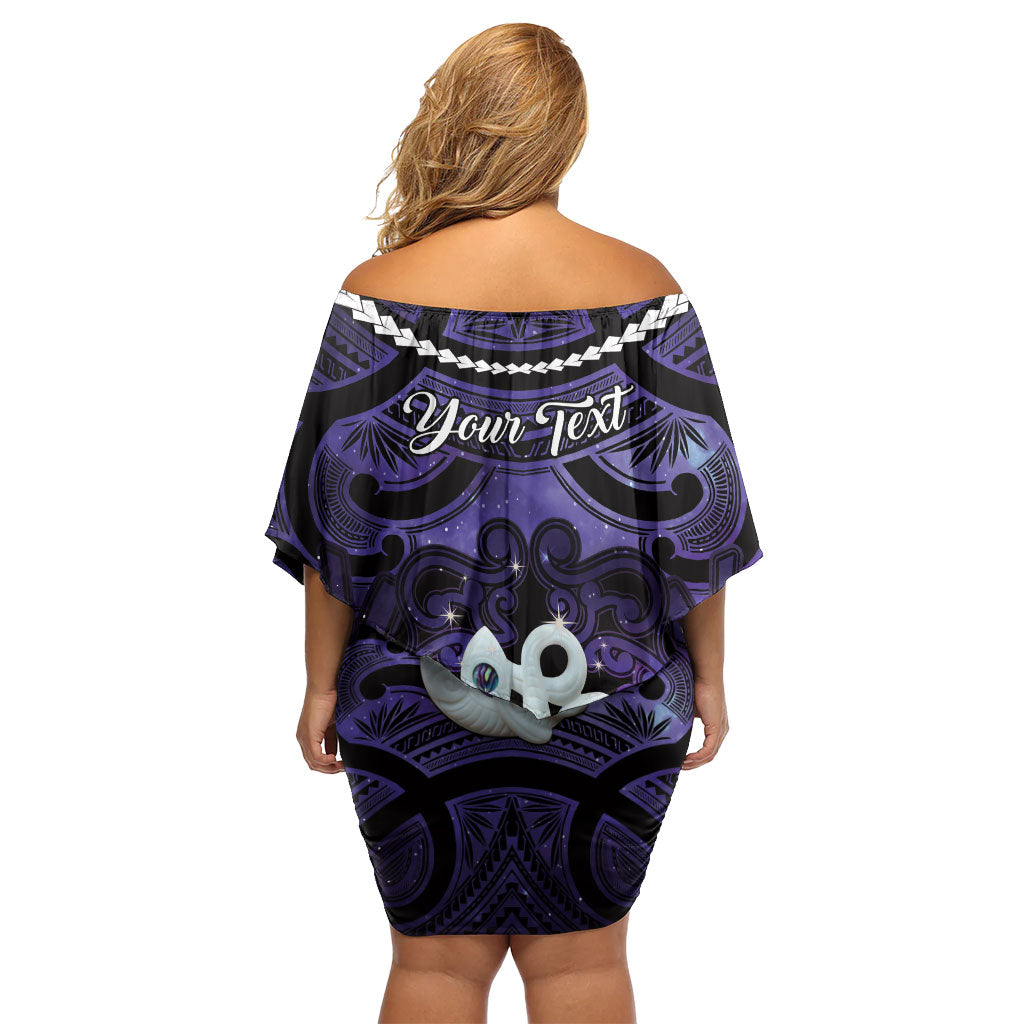Personalised Maori Matariki Manaia Waiporoporo Family Matching Off Shoulder Short Dress and Hawaiian Shirt Maori Kowhaiwhai Pattern Galaxy
