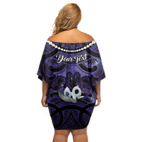 Personalised Maori Matariki Manaia Waiporoporo Family Matching Off Shoulder Short Dress and Hawaiian Shirt Maori Kowhaiwhai Pattern Galaxy