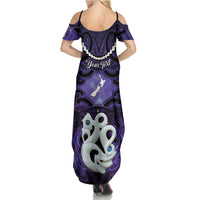 Personalised Maori Matariki Manaia Waiporoporo Family Matching Summer Maxi Dress and Hawaiian Shirt Maori Kowhaiwhai Pattern Galaxy