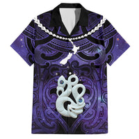 Personalised Maori Matariki Manaia Waiporoporo Hawaiian Shirt Maori Kowhaiwhai Pattern Galaxy LT01 Purple - Polynesian Pride