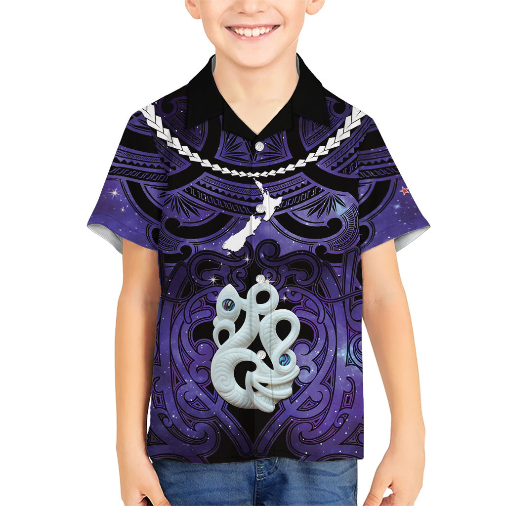 Personalised Maori Matariki Manaia Waiporoporo Hawaiian Shirt Maori Kowhaiwhai Pattern Galaxy LT01 - Polynesian Pride