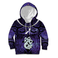 Personalised Maori Matariki Manaia Waiporoporo Kid Hoodie Maori Kowhaiwhai Pattern Galaxy LT01 Hoodie Purple - Polynesian Pride