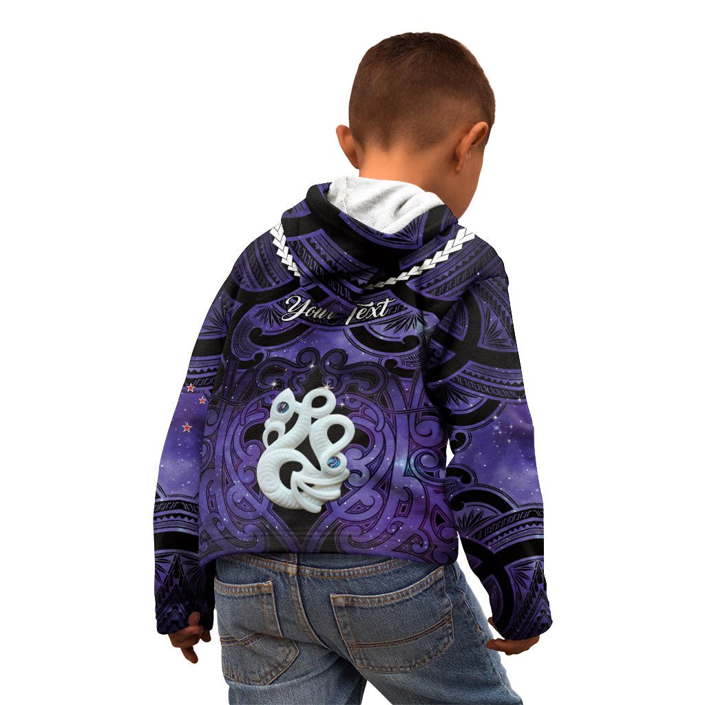Personalised Maori Matariki Manaia Waiporoporo Kid Hoodie Maori Kowhaiwhai Pattern Galaxy LT01 - Polynesian Pride