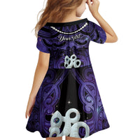 Personalised Maori Matariki Manaia Waiporoporo Kid Short Sleeve Dress Maori Kowhaiwhai Pattern Galaxy