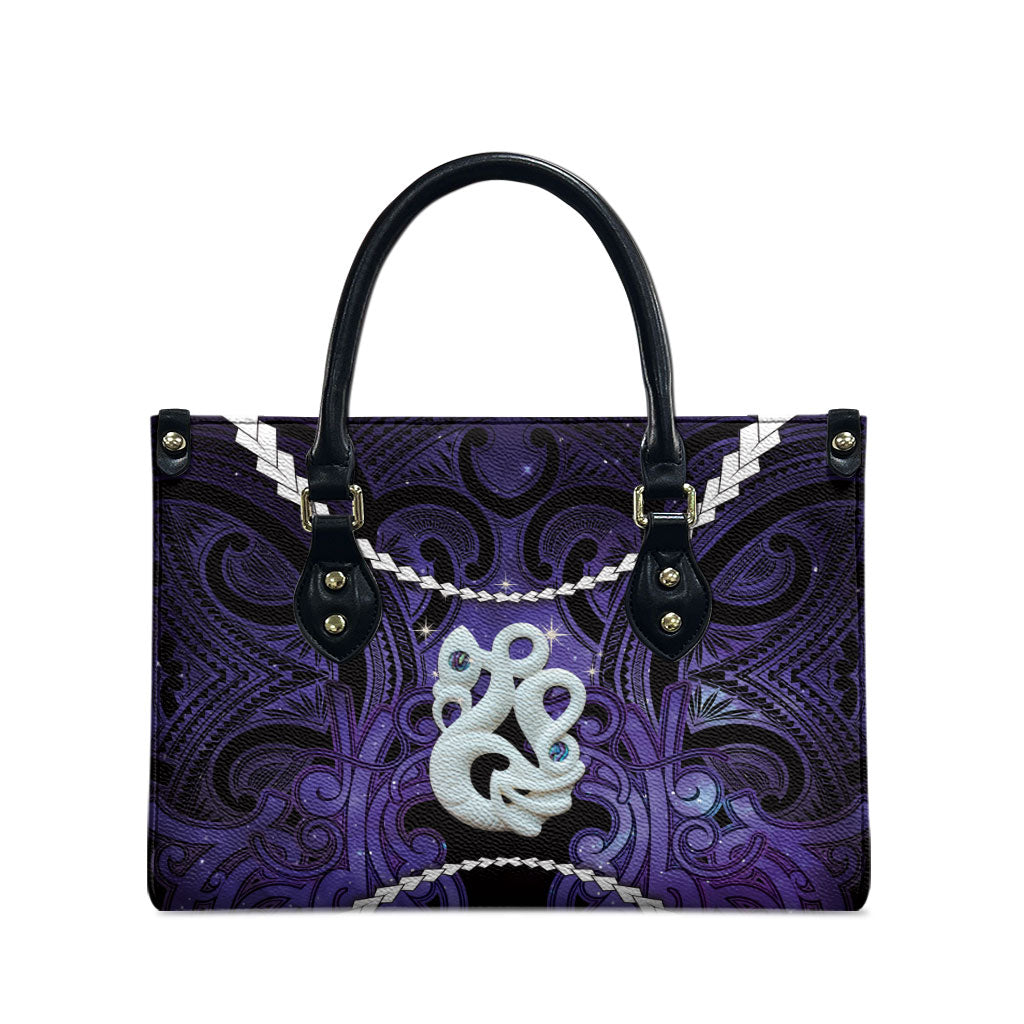 Maori Matariki Manaia Waiporoporo Leather Bag Maori Kowhaiwhai Pattern Galaxy LT01 - Polynesian Pride
