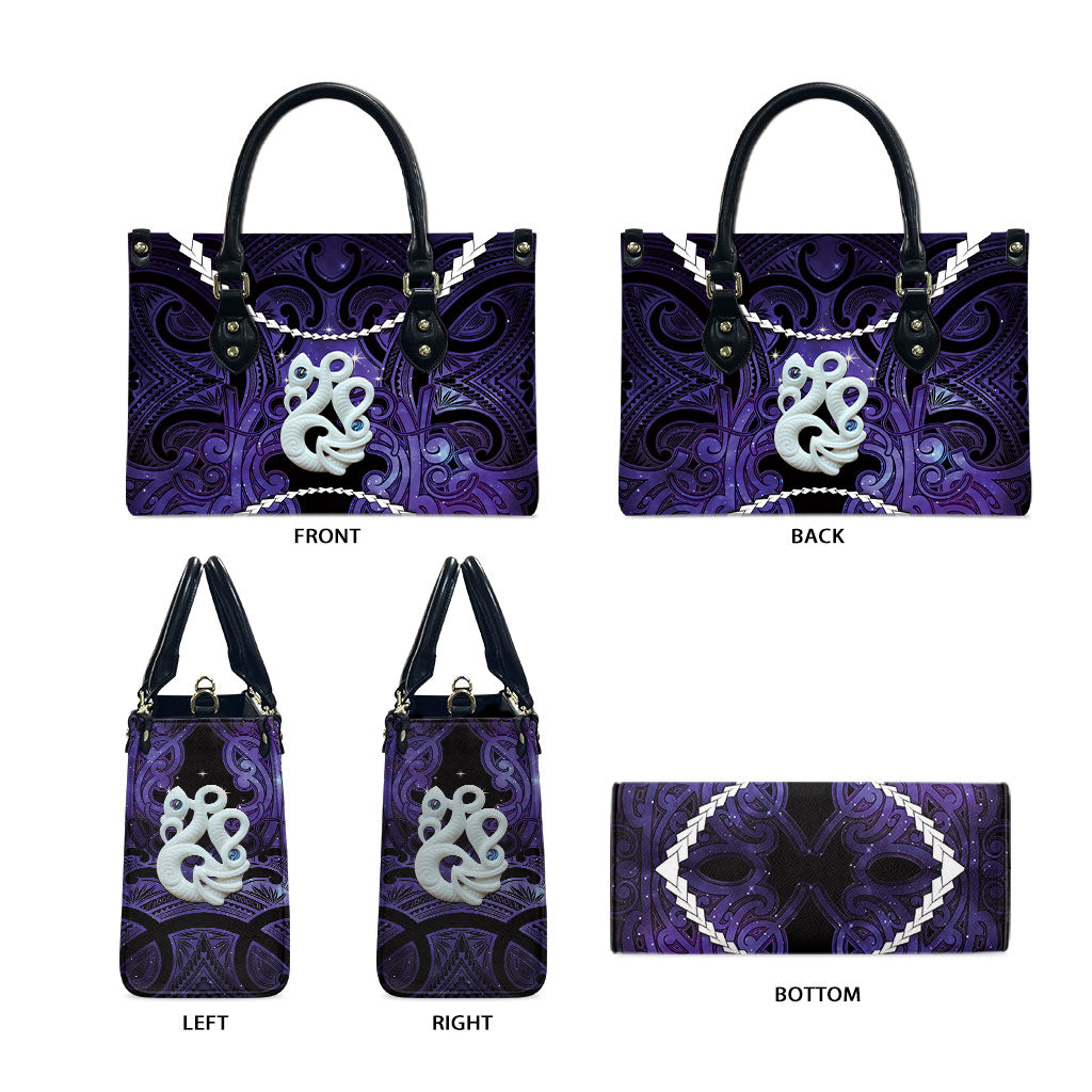 Maori Matariki Manaia Waiporoporo Leather Bag Maori Kowhaiwhai Pattern Galaxy LT01 - Polynesian Pride