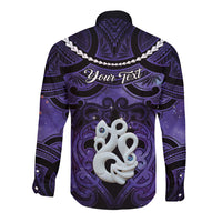 Personalised Maori Matariki Manaia Waiporoporo Long Sleeve Button Shirt Maori Kowhaiwhai Pattern Galaxy