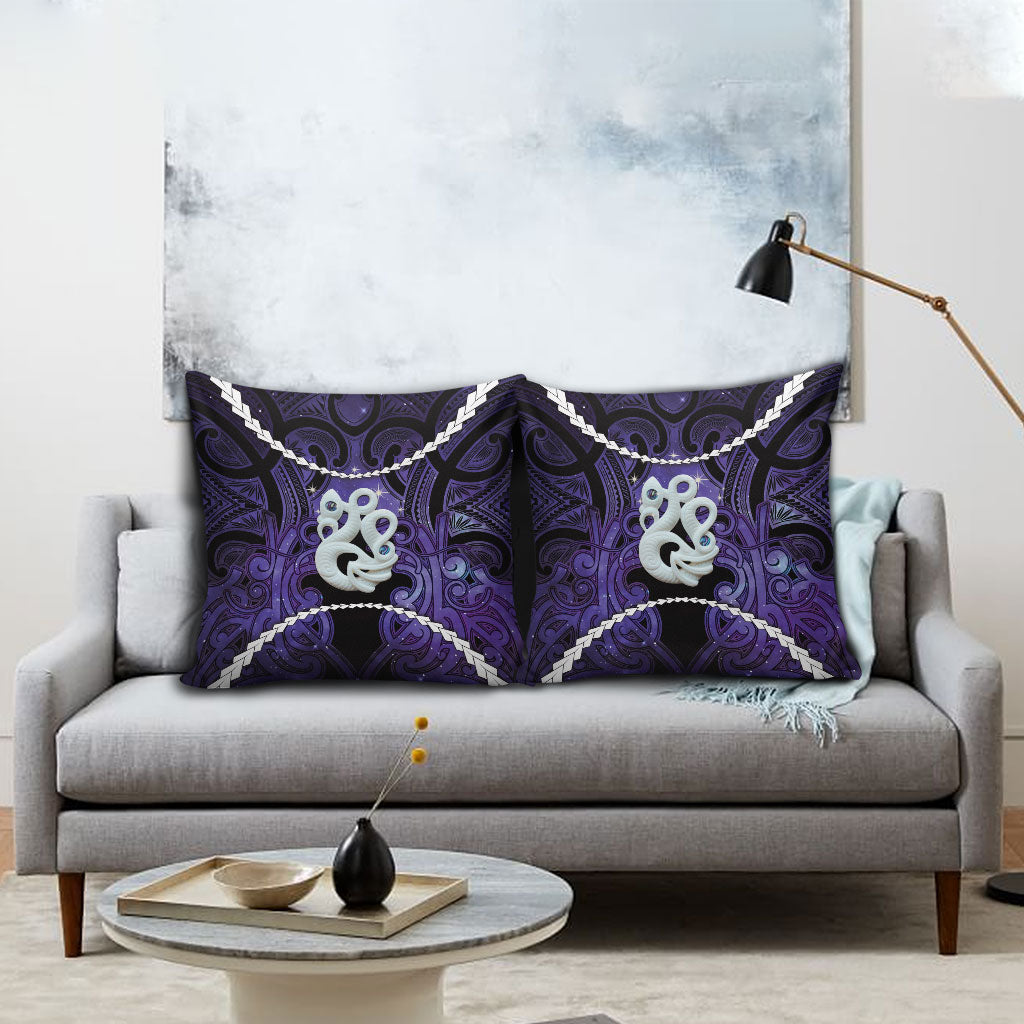 Maori Matariki Manaia Waiporoporo Pillow Cover Maori Kowhaiwhai Pattern Galaxy