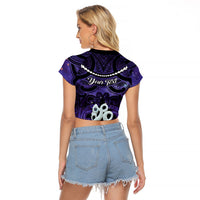 Personalised Maori Matariki Manaia Waiporoporo Raglan Cropped T Shirt Maori Kowhaiwhai Pattern Galaxy