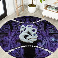 Maori Matariki Manaia Waiporoporo Round Carpet Maori Kowhaiwhai Pattern Galaxy