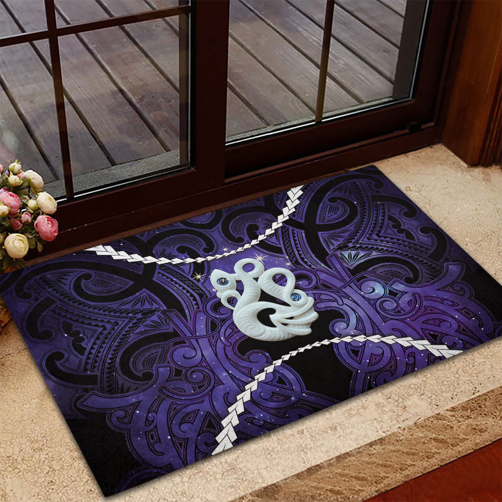 Maori Matariki Manaia Waiporoporo Rubber Doormat Maori Kowhaiwhai Pattern Galaxy
