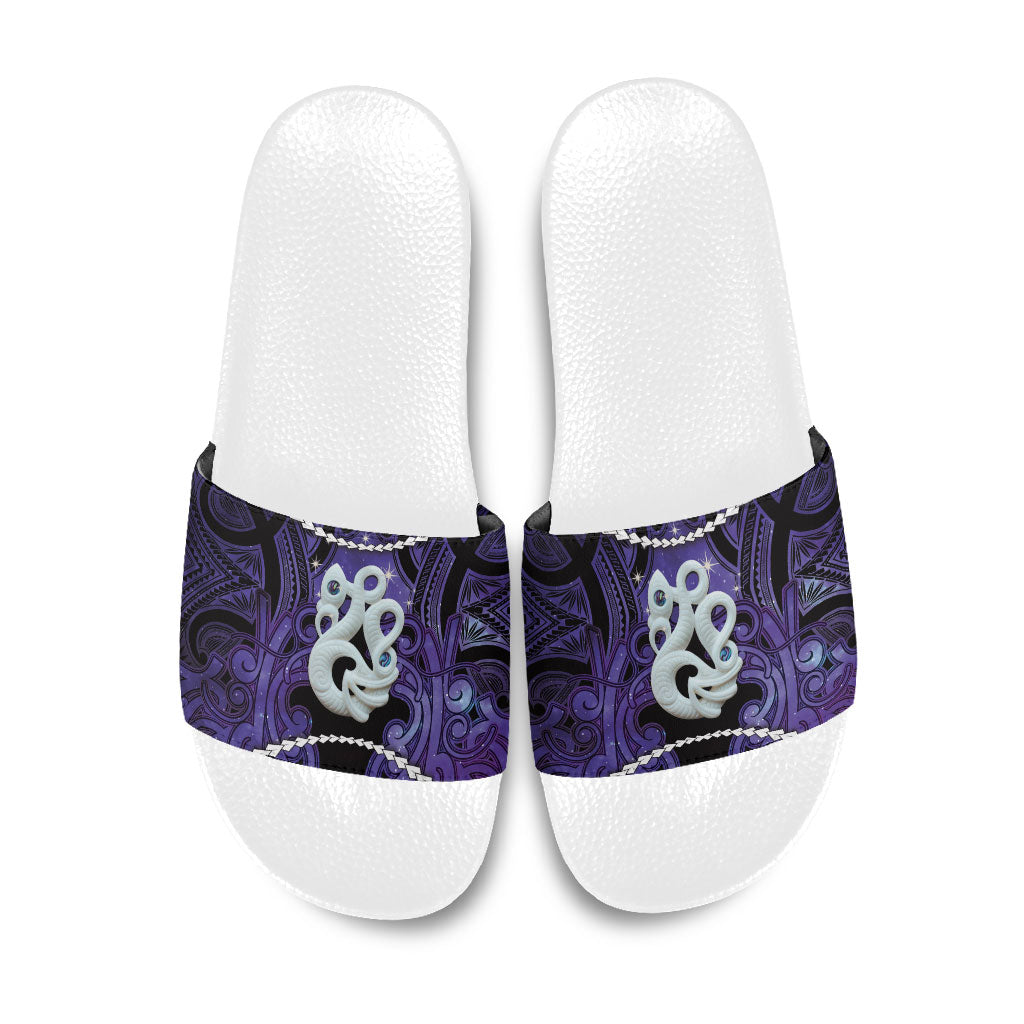 Maori Matariki Manaia Waiporoporo Slide Sandals Maori Kowhaiwhai Pattern Galaxy