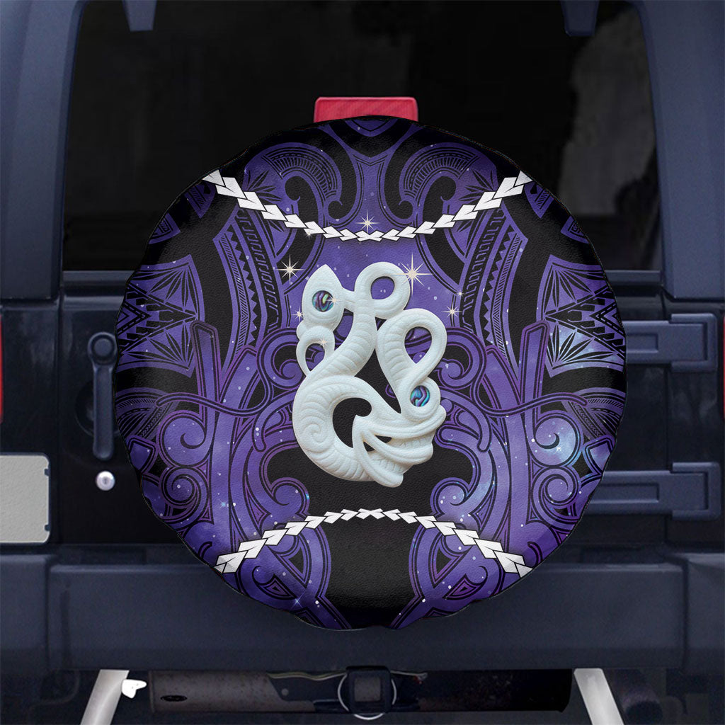 Maori Matariki Manaia Waiporoporo Spare Tire Cover Maori Kowhaiwhai Pattern Galaxy LT01 No hole Purple - Polynesian Pride