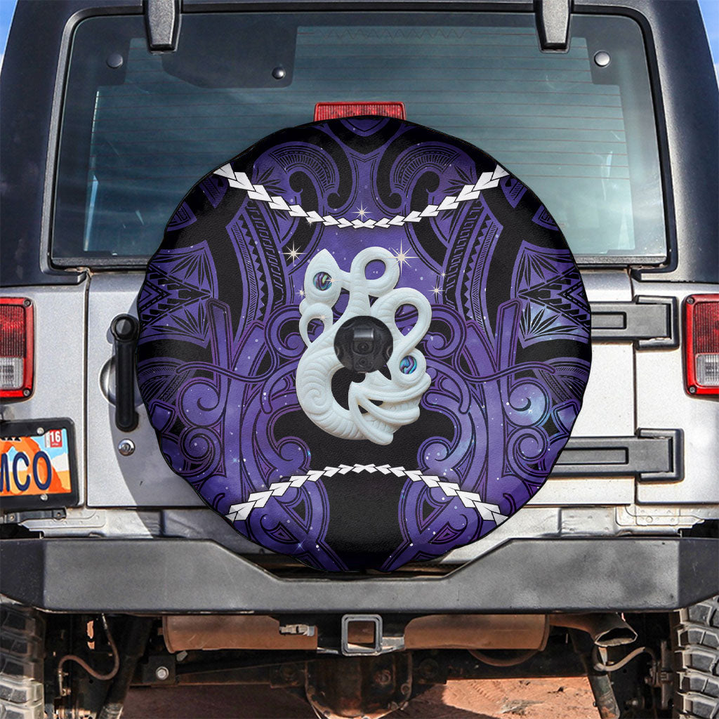 Maori Matariki Manaia Waiporoporo Spare Tire Cover Maori Kowhaiwhai Pattern Galaxy LT01 Purple - Polynesian Pride