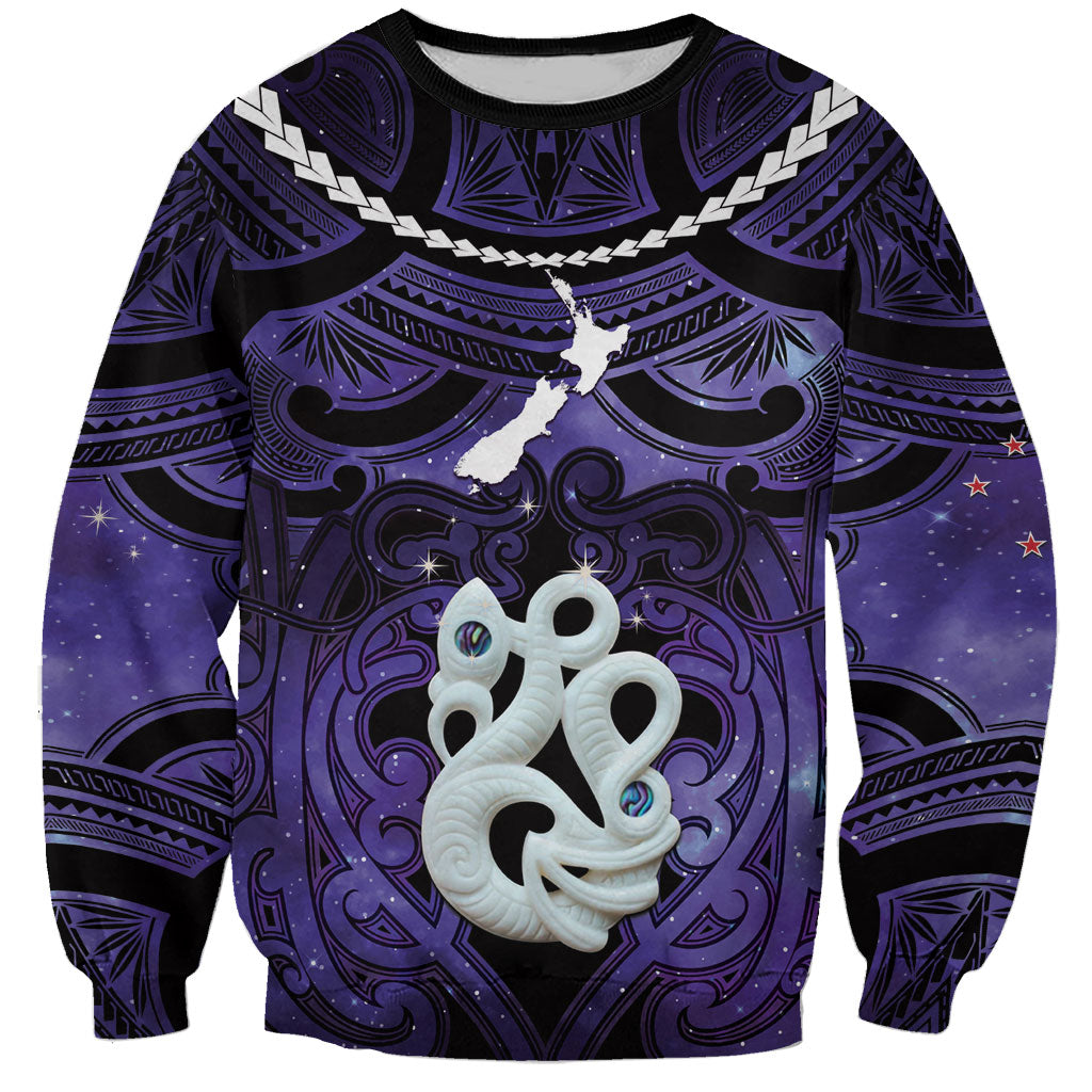Personalised Maori Matariki Manaia Waiporoporo Sweatshirt Maori Kowhaiwhai Pattern Galaxy