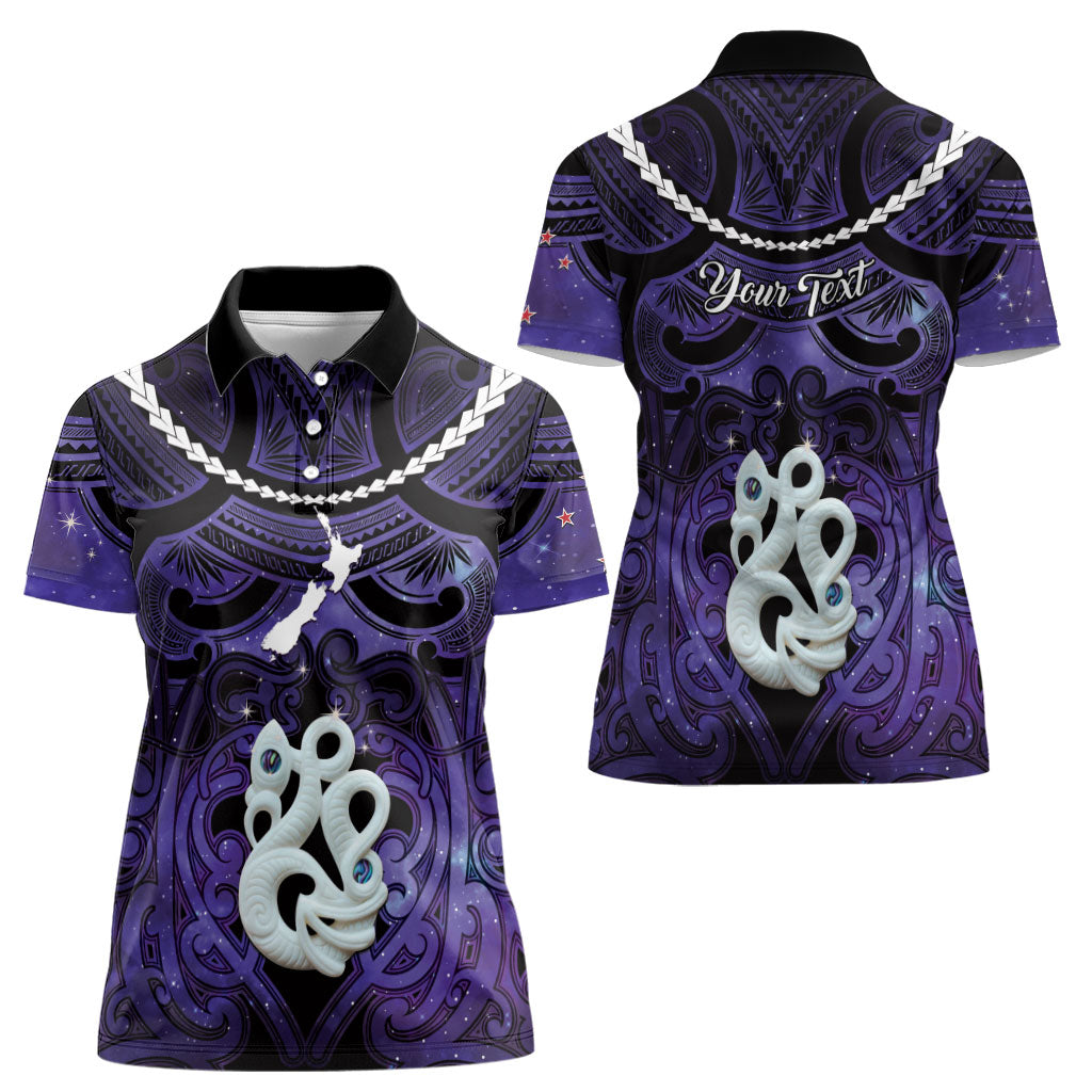 Personalised Maori Matariki Manaia Waiporoporo Women Polo Shirt Maori Kowhaiwhai Pattern Galaxy