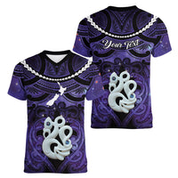 Personalised Maori Matariki Manaia Waiporoporo Women V-Neck T-Shirt Maori Kowhaiwhai Pattern Galaxy