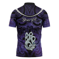 Personalised Maori Matariki Manaia Waiporoporo Zipper Polo Shirt Maori Kowhaiwhai Pattern Galaxy LT01 - Polynesian Pride