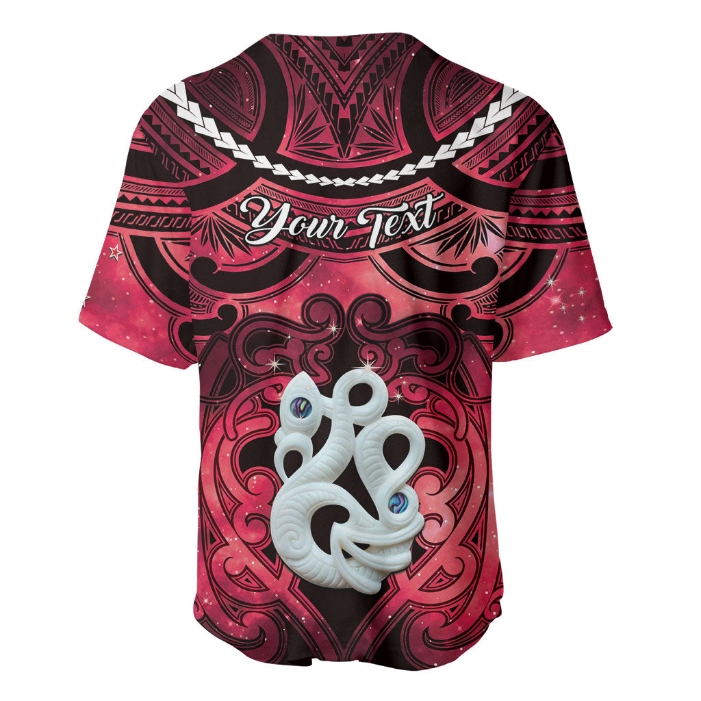 Personalised Maori Matariki Manaia Whero Baseball Jersey Maori Kowhaiwhai Pattern Galaxy LT01 - Polynesian Pride