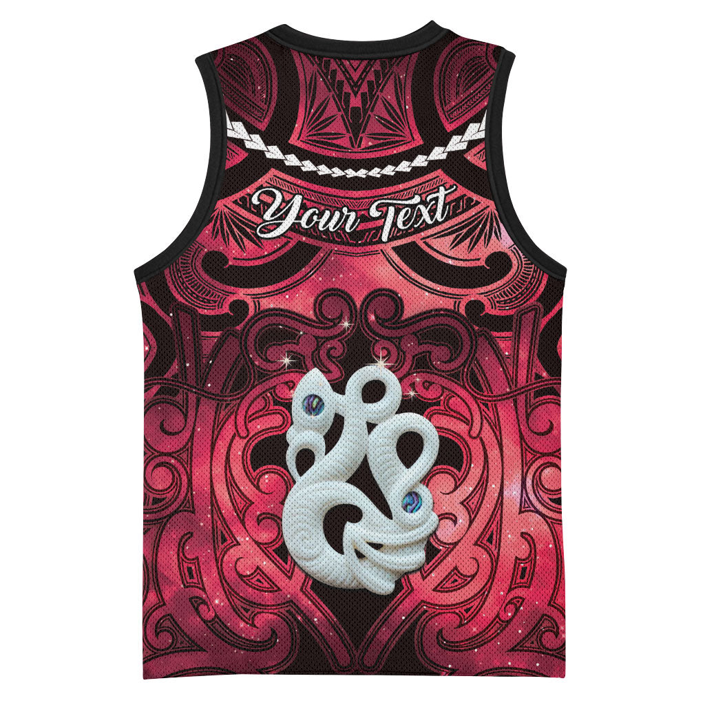 Personalised Maori Matariki Manaia Whero Basketball Jersey Maori Kowhaiwhai Pattern Galaxy LT01 - Polynesian Pride