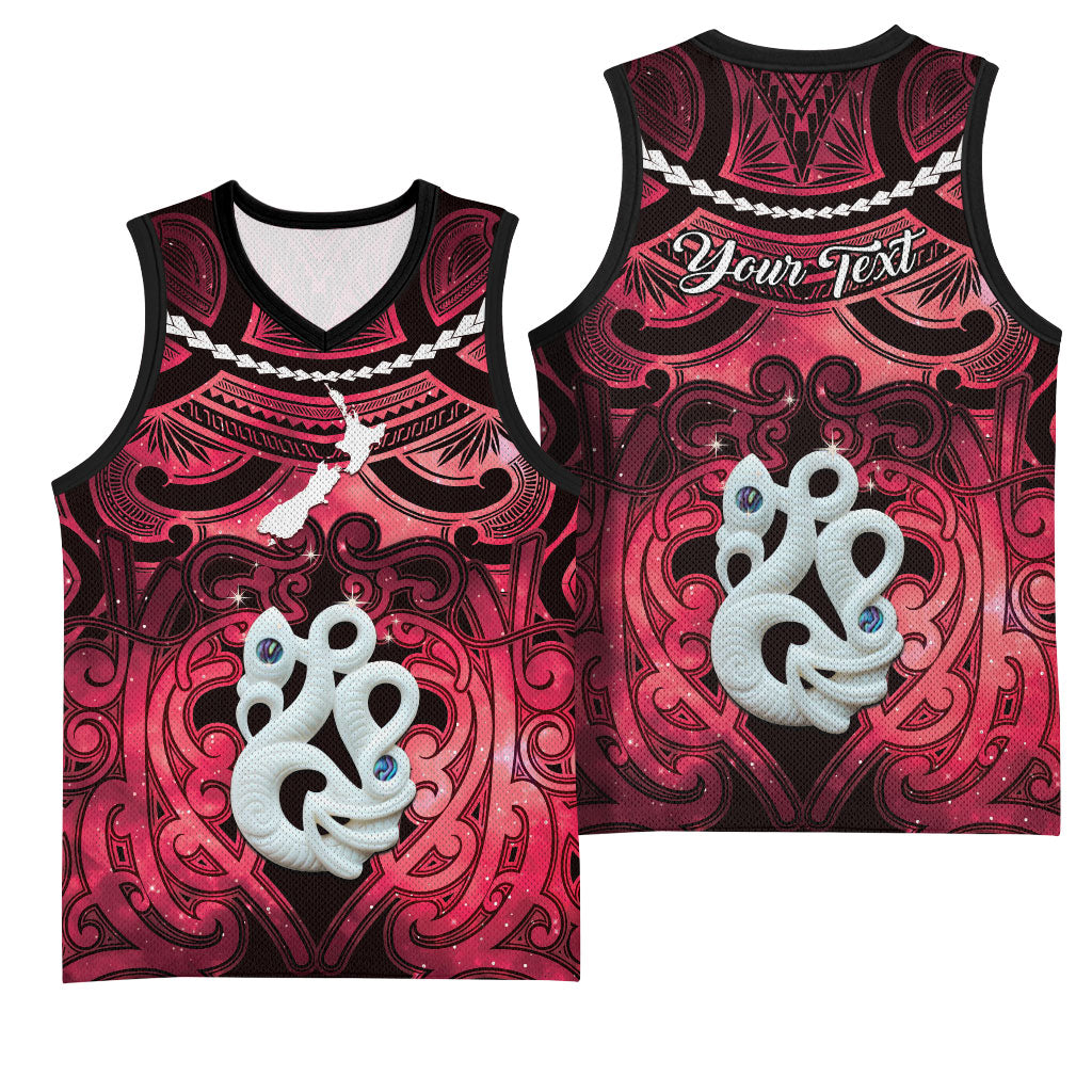Personalised Maori Matariki Manaia Whero Basketball Jersey Maori Kowhaiwhai Pattern Galaxy LT01 - Polynesian Pride