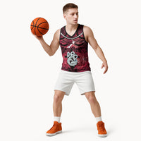 Personalised Maori Matariki Manaia Whero Basketball Jersey Maori Kowhaiwhai Pattern Galaxy LT01 - Polynesian Pride
