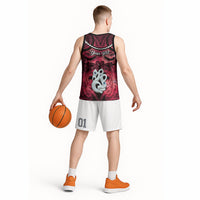 Personalised Maori Matariki Manaia Whero Basketball Jersey Maori Kowhaiwhai Pattern Galaxy LT01 - Polynesian Pride