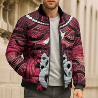 Personalised Maori Matariki Manaia Whero Bomber Puffer Jacket Maori Kowhaiwhai Pattern Galaxy
