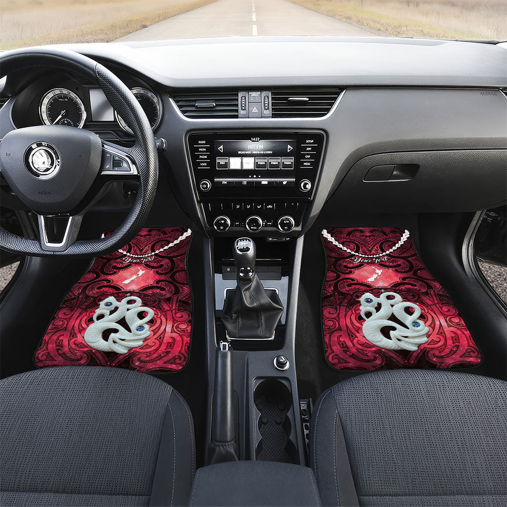 Personalised Maori Matariki Manaia Whero Car Mats Maori Kowhaiwhai Pattern Galaxy LT01 Set 2pcs - Front Red - Polynesian Pride