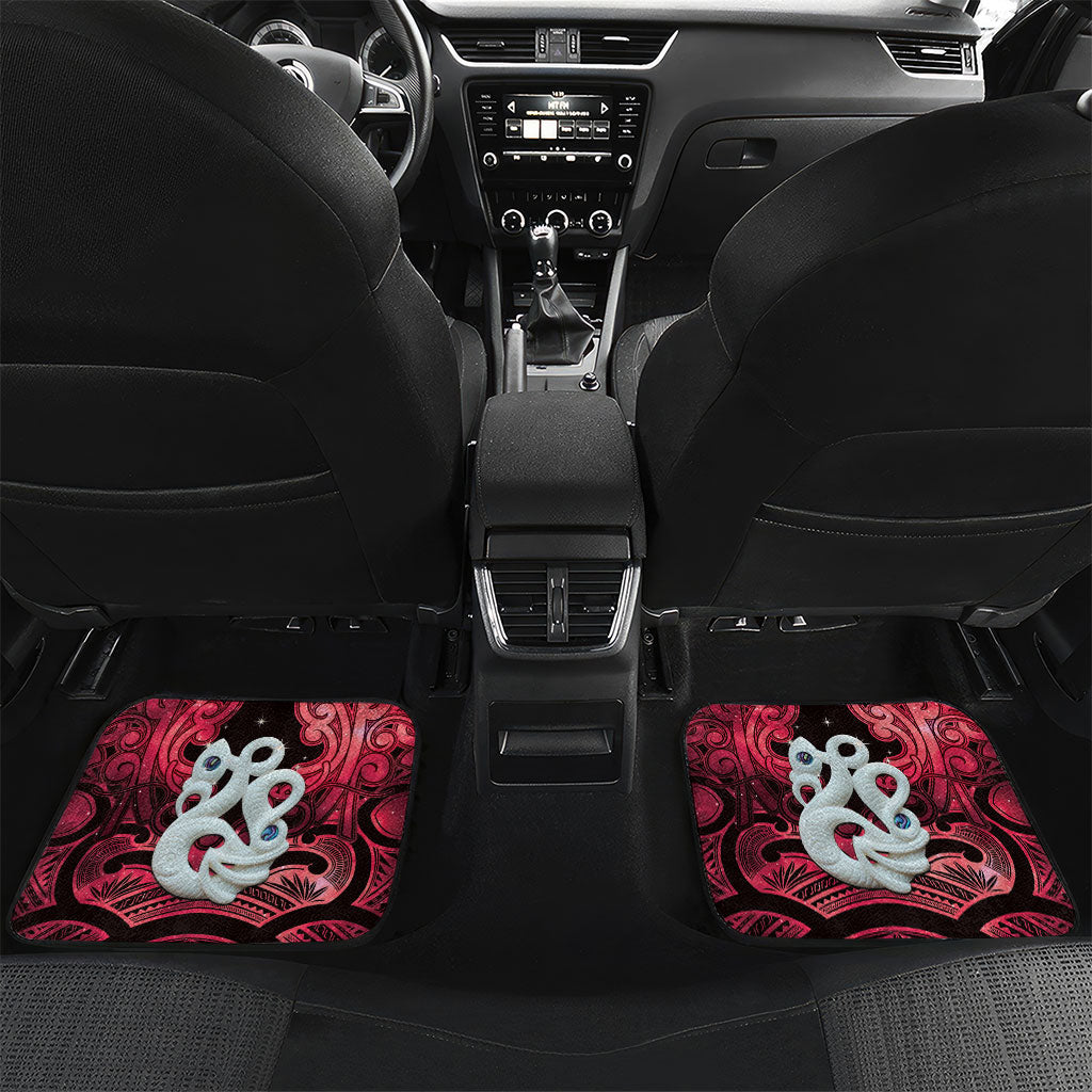 Personalised Maori Matariki Manaia Whero Car Mats Maori Kowhaiwhai Pattern Galaxy LT01 Set 2pcs - Back Red - Polynesian Pride